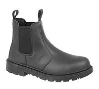 Unisex Black Leather Safety Dealer Boot - Grinder, Black Leather, 10 UK