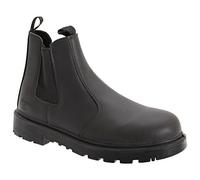 Unisex Black Leather Safety Dealer Boot - Grinder, Black Leather, 11 UK
