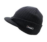 Unisex Black Thinsulate Winter Peak Beanie Hat Fleece Lined