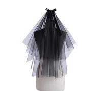 Unisex Black Veil for Halloween Celebration Costume Tulle Veil Bride Cosplay Hair Veil for Day of the Death Wedding