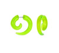 Unisex Black White Translucent Neon Orange Red Pink Blue Green Purple Large Round Swirl Spiral Tribal Fake Faux Ear Plug Taper Earrings Acrylic Resin Surgical Steel 6 Piece Set Women Men Teen