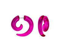 Unisex Black White Translucent Neon Orange Red Pink Blue Green Purple Large Round Swirl Spiral Tribal Fake Faux Ear Plug Taper Earrings Acrylic Resin Surgical Steel 6 Piece Set Women Men Teen