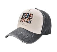 Unisex Bob Rock Singer Dylan Baseball Cap Washed Denim Color-Blocking Dad hat Front-Printed Breathable Sun Protection Casquette Curved Brim Sports Casual Lightweight Cap