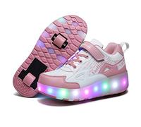 Unisex Boys Girls,Color-Full LED Light-UP,USB Rechargeable,Trainer Roller Skates Shoes with Single Double Wheels,Rear Wheel Retractable,Front Wheel Removable Trainers Sneakers