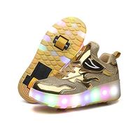Unisex Boys Girls,Color-Full LED Light-UP,USB Rechargeable,Trainer Roller Skates Shoes with Single Double Wheels,Rear Wheel Retractable,Front Wheel Removable Trainers Sneakers
