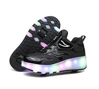 Unisex Boys Girls,Color-Full LED Light-UP,USB Rechargeable,Trainer Roller Skates Shoes with Single Double Wheels,Rear Wheel Retractable,Front Wheel Removable Trainers Sneakers