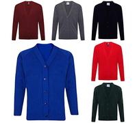Unisex Boys Girls Kids School Uniform V Neck Full Sleeve Sweater - Plain Casual Knitwear Button up Cardigans Kids 2 Years to Adult XL (Royal Blue, 13-14 Years)
