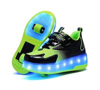 Unisex Boys Girls LED Trainer with Single Double Wheels,Roller Skates Shoes,Colorful Flash Light, Wheels Can Be Retracted Or Released,Lightweight Outdoor Sports Running Sneakers