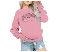 Unisex Boys Girls Letter Printed Pullover Unisex Crewneck Long Sleeve Kids Jumpers T Shirt Casual Sweatshirt Cotton Top School Kids Casual Girls Clothes Sportswear Activewear for Teenagers Gifts Pink