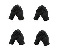 Unisex Boys Girls Super Value Thermal Black Winter Gripper Gloves Children's Magic Stretch Gripper Gloves, one size will stretch to fit any older child (Black - 4 Pairs)