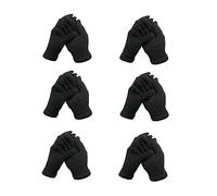 Unisex Boys Girls Super Value Thermal Black Winter Gripper Gloves Children's Magic Stretch Gripper Gloves, one size will stretch to fit any older child (Black - 6 Pairs)