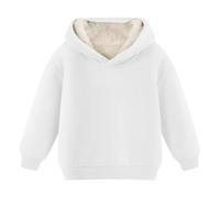 Unisex Boys Girls Warm Sherpa Lined Pullover Hoodie Kids Soft Fleece Coat with Pocket Solid Color Warm Tops for Toddler Girls Outwear Fall Winter Clothes (White, 14-15 Years)