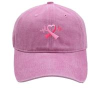 Unisex Breast Cancer International Publicity Day Ribbon Embroidered Hats Baseball Caps Outdoor Sports Caps Hip Hop Hat Letters Wash Caps, pink, One Size
