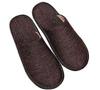 Unisex Breathable Linen House Slippers For Women And Men， Comfy Memory Foam,Non Slip Home Sleepers For Adult Couples Indoor Outdoor (Color : Dark gray, Size : 44/45 EU)