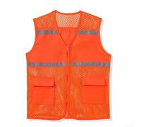 Unisex Breathable Sleeveless Mesh Vest With Reflective Strip Print For Spring Summer Workwear Applications(3XL Orange)
