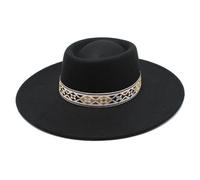 Unisex British Style Felt Fedoras Hat Wide Brim Bowler Hat Church Jazz Caps Black 56-58CM