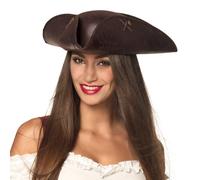 Unisex Brown Pirate Tricorn Hat Admiral Valerie Fancy Dress Accessory