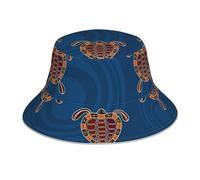 Unisex Bucket Hat Aboriginal Australian Art Turtles Pattern Fishing Hats Summer Travel Beach Sun Packable Fisherman Cap