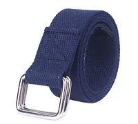 Unisex Canvas Belt, Adjustable Casual Webbing Belt with Double Ring Buckle, 110CM Elastic Belt for Jeans (Blue)