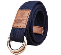 Unisex Canvas Belt with D-ring,Dark Blue,L*W：47.24 inches*1.33 inches