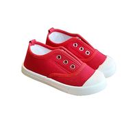 Unisex Canvas Low Top Sneaker Boys Girls Kids Lace Up Canvas Low Top Trainers Pumps (Red, 8.5 Little Child)