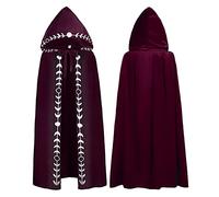 Unisex Cape with Hood, Halloween Costume Hooded Cape, Wizard Robe, Long Cape with Embroidered Coat, Renaissance Cape Jacket, Gothic Capelet, Vintage Robe, Medieval Outfit for Halloween, Carnival