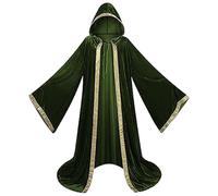 Unisex Cape with Hood, Halloween Grim Reaper Costume, Red Wizard's Robe, Velvet Cape, Long Sleeve Coat, Renaissance Cape Jacket, Gothic Robe, Medieval Fancy Dress, Velvet Coat Outfit for Halloween