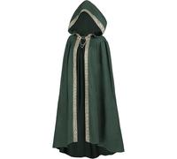 Unisex Cape with Hood, Halloween Hooded Cape Costume Wizard Robe Long Cape with Satin Ribbons and Ties Renaissance Cape Jacket Gothic Gown Medieval Fancy Dress for Halloween Party
