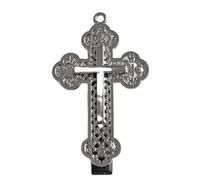 Unisex Carved Crosses Hairpin Metallic Metal Hair Clip Silver Punk Creative Accessory for Daily Use Fretwork Crosses Clip