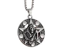 unisex Celtic pentagram necklace for men Vintage Gothic Grim Reaper pendant ghost scythe death Halloween party Rock Punk biker jewelry Accessories