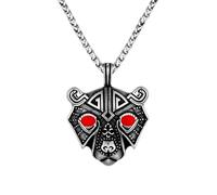 unisex Celtic wolf necklace with red black eyes Retro for men Nordic runes Fenrir Viking amulet pendant Scandinavian Punk jewelry Jewelry Accessories