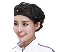 Unisex Chef Cooking Hat Waiter Waitress Beret Style Working Cap Adjustable Breathable Bandana Skull Hat Hair Cover for Food Processing Hotel Catering Baker Attendant Kitchen Restaurant