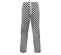 Unisex Chef Trousers with Elasticated Waistband Mens Womens Baggy Style Drawstring Chefs Trousers Pants with Pocket (Black/White Check X-Large)