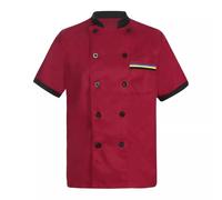 Unisex Chefs Jackets Mens Womens Lightweight Short Sleeve Comfort Workwear Chef's Clothing Professional Chef Uniform,Red,XL