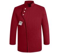 Unisex Chef's Short Sleeve Jacket Chef Mens Slim Fit Chefs Buttons Professional Safety Protective Long Sleeve/Short for Men Grey (Wine, XL)