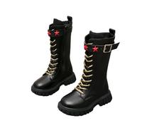 Unisex Child Knee High Riding Boots Faux Fur Lined Fall Winter Side Zipper Punk Goth Boot Kids Elegant Princess Boots with Back Zip Dance Shoes Platform Chunky Boot for Autumn and Winter