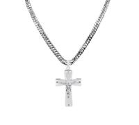 unisex Christian Jesus Cross Necklace for Men Silver Color Bible Crucifix Necklaces Prayer Baptism Gifts Jewelry