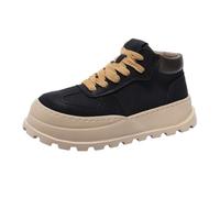 Unisex Chunky Sneakers Fashion Shoes Mid Top Casual Trainers | Chunky Gear Sole, Canvas Style Upper, Lightweight Construction, Durable Tread, Contrast Stitching, Cushioned Support