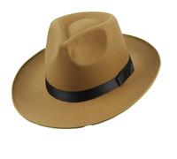 Unisex Classic Fedora Hats with Belt Buckle Solid Color Wide Brim Adjustable Cotton Panama Hat Weddding Rancher Church Hats for Men Women Khaki