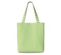 Unisex Classic Green Striped Reusable Foldable Casual Stylish Grocery Shopping Shoulder Bags Tote Bag For Beach Travel Work School