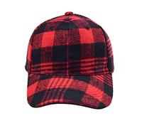 Unisex Classic Low Profile Cotton Baseball Cap Plaid Soft Unconstructed Adjustable Size Dad Hat Without Hats (Red, One Size)