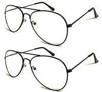 Unisex Classic Pilot Style Double Bridge Metal Reading Glasses Small Shape Design R293 Specs (2 Pairs Brown, 100 Magnification)