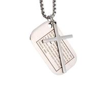 unisex Classic Scripture Cross Square Pendant Necklace Men and Women Amulet Jewelry Gift