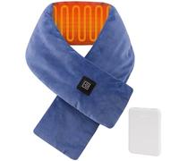 Unisex Classic Tartan Plaid Winter Heated Scarf Heating Pad Adjustable 3 Heat Settings Heated Neck Scarf for Neck Warmer (Blue)