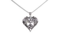 unisex Classical Viking Two Wolf Horse Head Heart Shape Pendant Celtic Knot Irish Necklace Men's Nordic Jewelry Gift