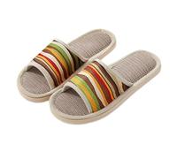 Unisex Cloth Slippers Size 6 Women Men Summer Mules Memory Foam Open Toe Skidproof Indoor Slippers Bedroom Lightweight Silen Flax Tatami Silent Shoes Green Trendy Footwear