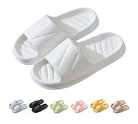 Unisex Cloud Slides with Anti-Slip Sole - Quick-Dry Bath Sandals for Shower Pool Gym, Lightweight House Pillow Slippers for Women and Men Beach Wading Non Slip Slides (White #2, 4.5)