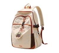 Unisex Color Block Polyester Backpack,Beige | Cute Multi-color Casual Daypack Fits 15 Inch Laptop