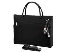 Unisex Computer Bag, Waterproof Shoulder Bag, Multi-Layer Design Document Bag, Suitable for Office Commuting, Work Meetings (Black, Small)