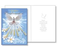 Unisex Confirmation Dove Seven Fold Grace Of God Card 11cm x 17cm with Matching Keepsake Wallet Prayer Card